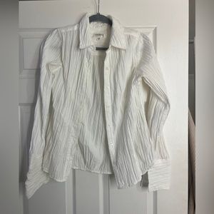 white wrinkled pattern button down